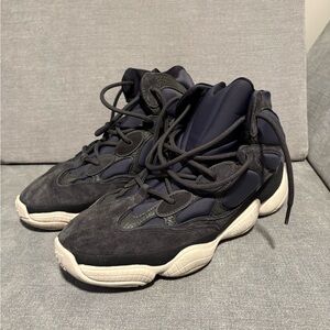 Dark Gray and Cream High-Top Sneakers